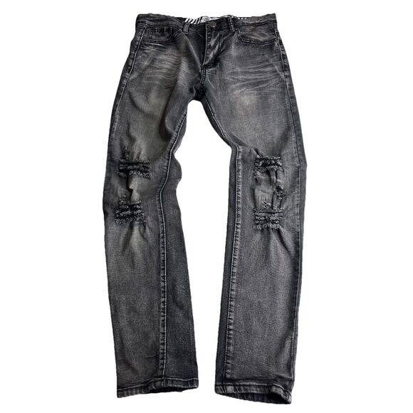 R GSTR Jeans Denim Mens 30x29 Skinny Fit Distressed Acid Washed Patch - Picture 3 of 10